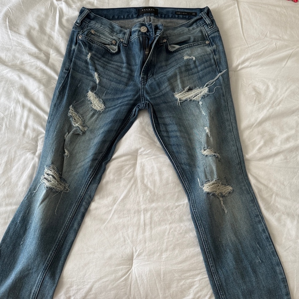 PAIGE Men's Distressed Blue Slim Jeans